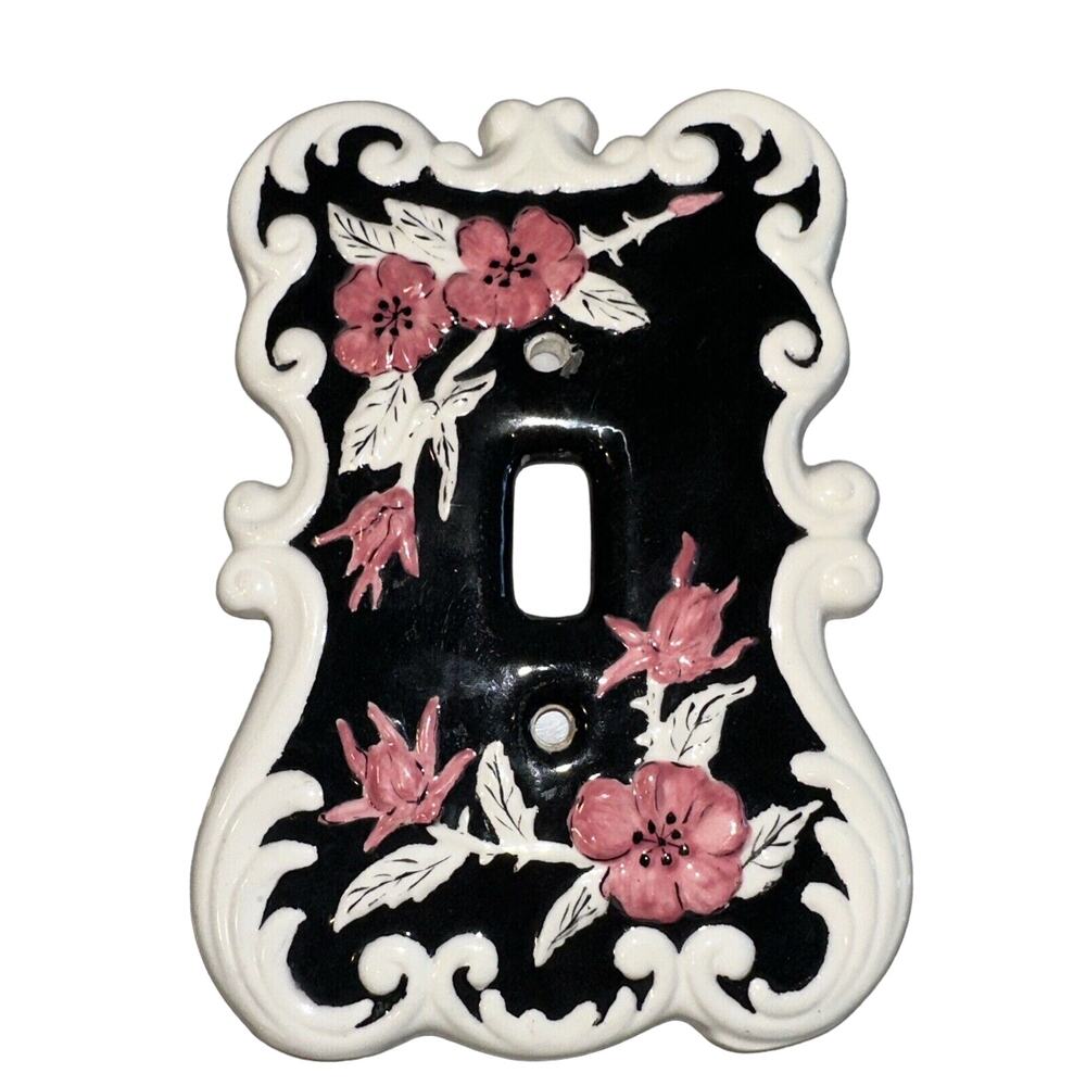 Vntg Holland Mold Ceramic Light Switch Plate 6" Whimsygoth Goth Shabby Chic Emo